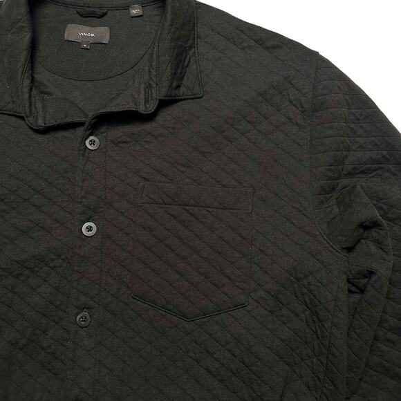 Vince. | Men | Quilted Double Knit Black Button Up Shirt Jacket | Size XL - Picture 11 of 16